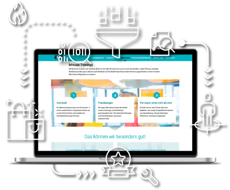 Notebook mit Infografiken