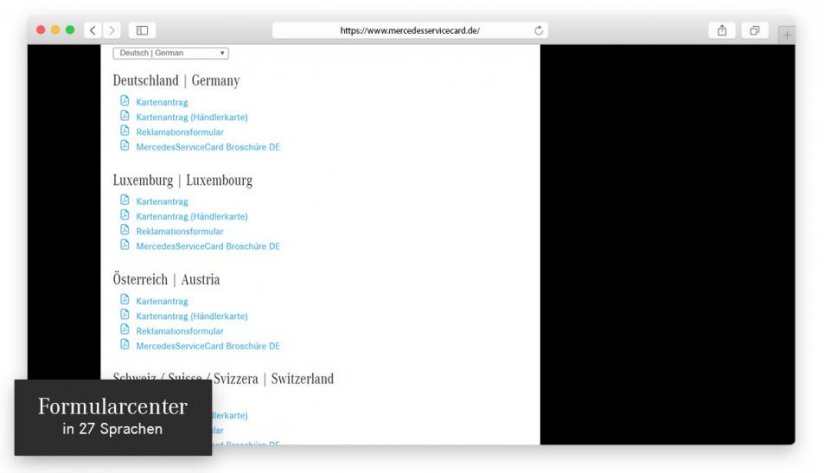 Das umfangreiche Formularcenter stellt zahlreiche Formulare für alle europäischen Länder zur Verfügung ...